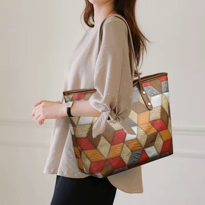 Argilla Sicilia | ISOTTA TOTE | Borsa a spalla Mosaico in pelle